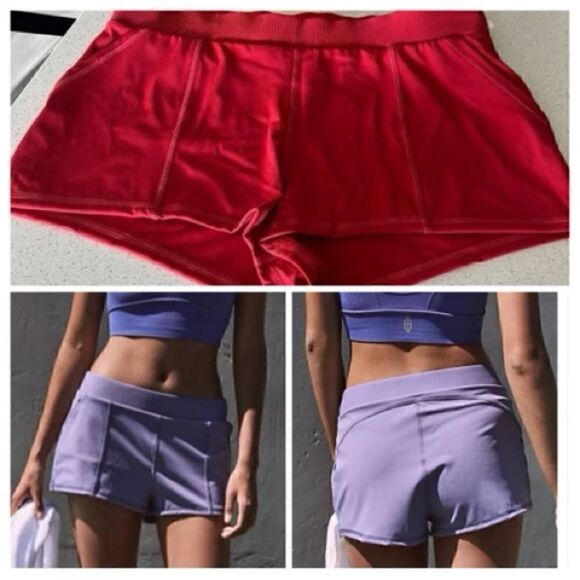 NWOT Free people Movement Mid Rise Move On Micro Red Shorts Activewear Nylon - Picture 1 of 14